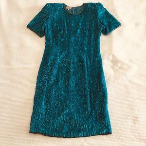 Vintage Stenay Beaded Turquoise Dress - Size 8